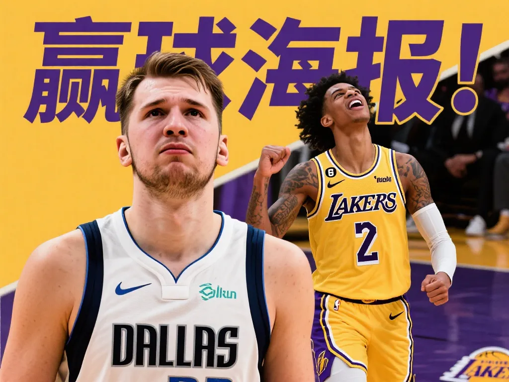 湖人胜利海报出炉：东契奇与文森特成为焦点